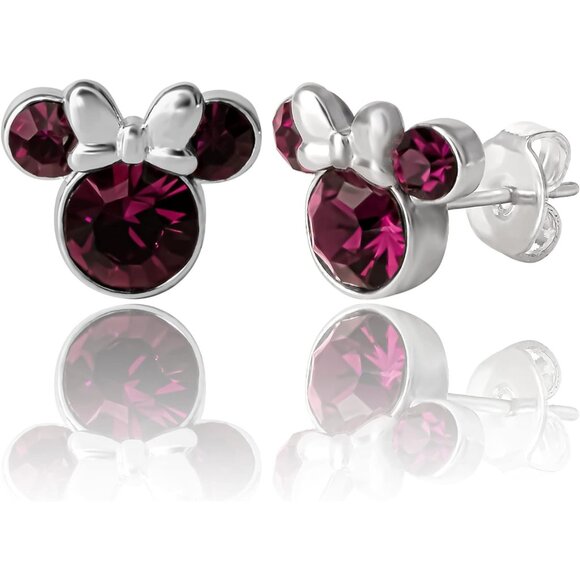 Women's Minnie Mouse Birthstone Stud Earrings Minnie Mouse Birthstone